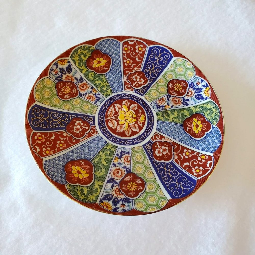 Imari Ware Dessert Plate, 6.5" Bread Dish, Blue Red Gold Floral Japan Vintage
